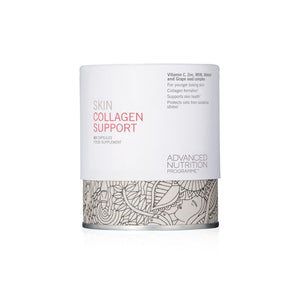A closed cylindrical box of Advanced Nutrition Programme Skin Collagen Support